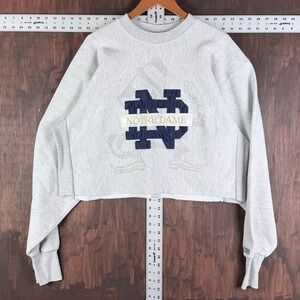 Notre Dame Fighting Irish Crewneck Cropped Sweatshirt Grey Heather 2XL XXL NCAA